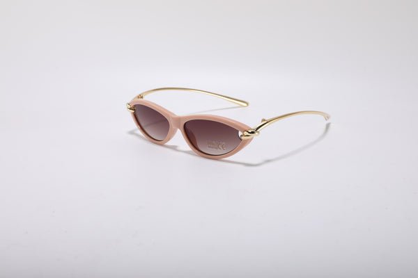 Calindra Slim Oval Sunglasses – Gold & Brown UV400