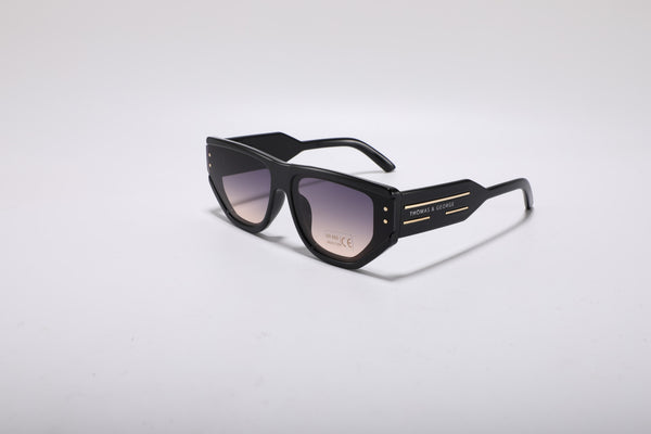 Vashara Flat-Top Sunglasses – Glossy Black UV400