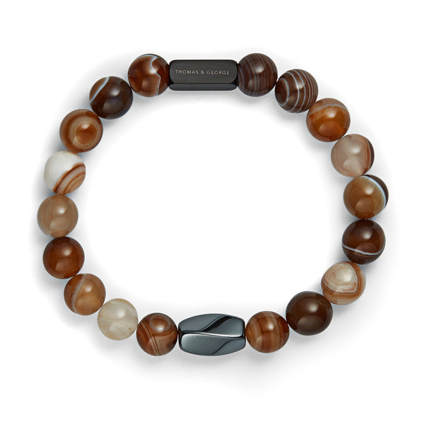 Thomas & George Men's 8mm Agate & Tiger Eye Bead Bracelet - Warm Earth