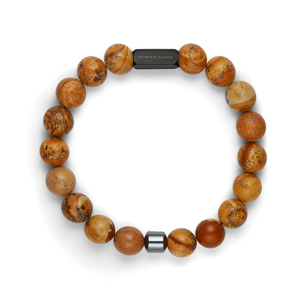 Thomas & George Men's 8mm Agate & Tiger Eye Bead Bracelet - Earth Tone