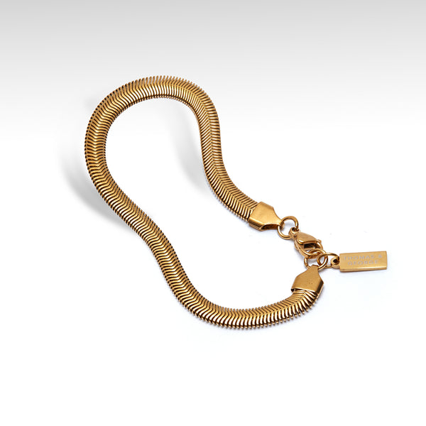 Thomas & George Flat Snake Dome Bracelet - Gold