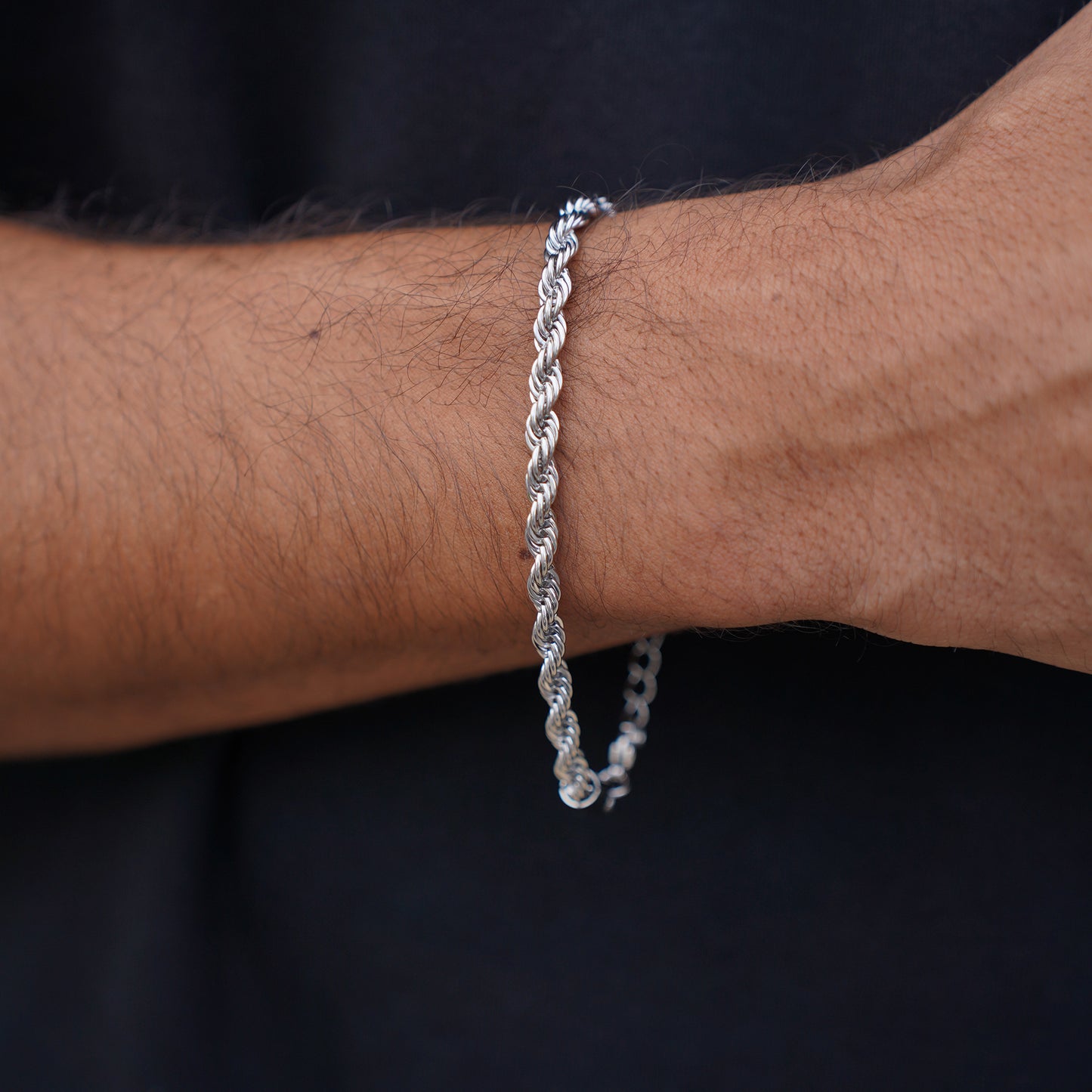 Thomas & George Silver Rope Chain Bracelet