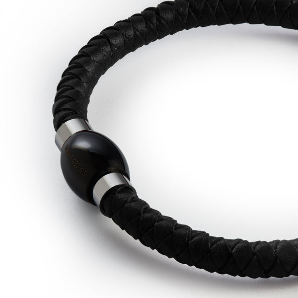 Thomas & George Black Leather Tight Bolo Bracelet