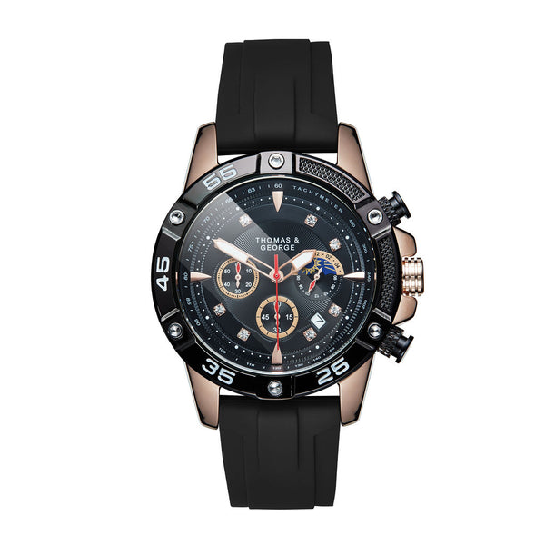 Thomas & George Watch - Madrid - Black and Rose Gold Edition