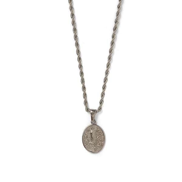 Thomas & George Medal of Our Lady of Graces Pendant with Neckchain