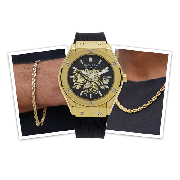 Norway Gold Watch & Gold Rope Bundle