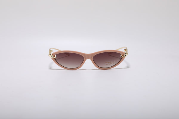 Calindra Slim Oval Sunglasses – Gold & Brown UV400