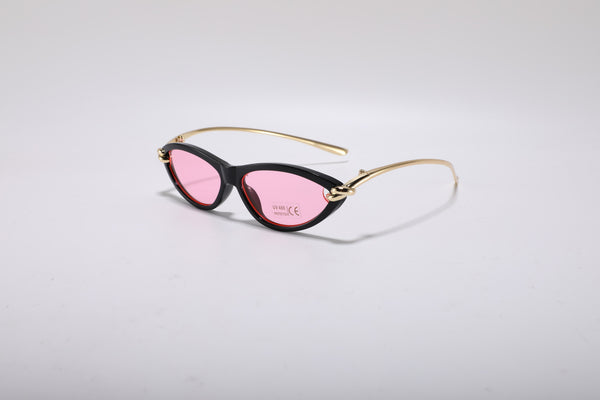 Veython Slim Cat Eye Sunglasses – Pink Lens UV400