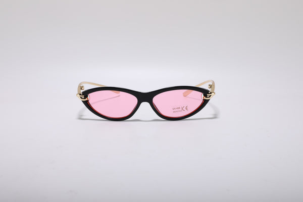 Veython Slim Cat Eye Sunglasses – Pink Lens UV400