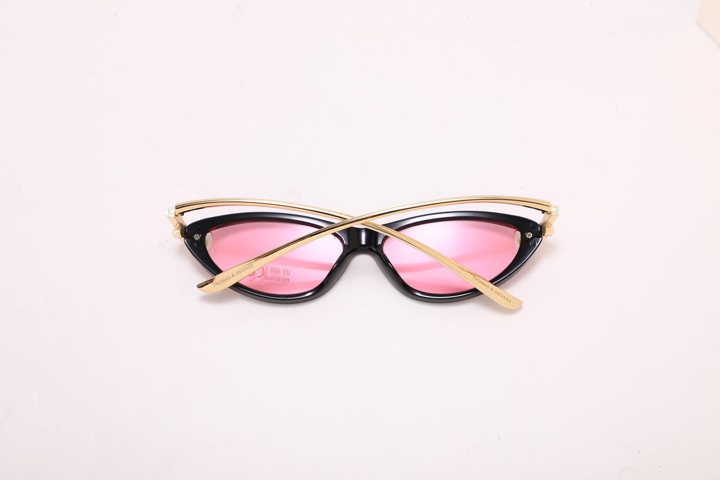 Veython Slim Cat Eye Sunglasses – Pink Lens UV400