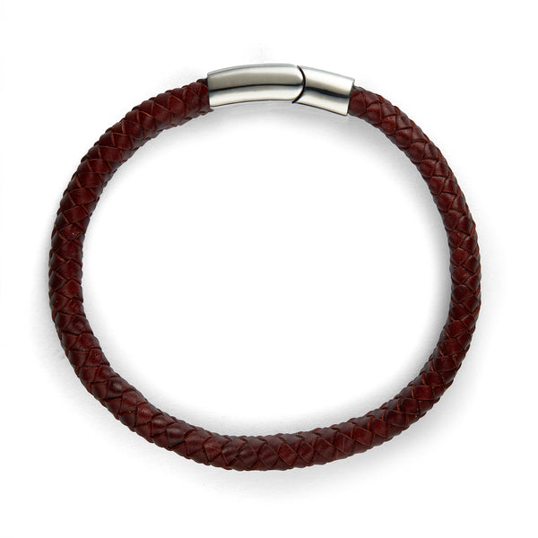 Thomas & George Brown Leather Oval Bolo Bracelet with Silver Clasp
