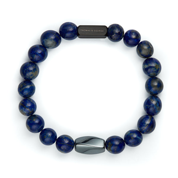 Thomas & George Men's 8mm Agate & Tiger Eye Bead Bracelet - Vibrant Blue