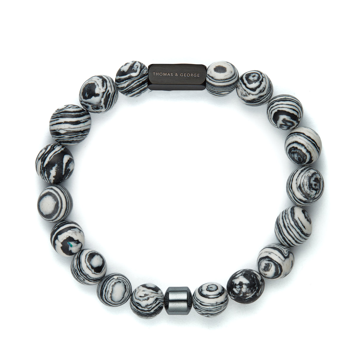 & 8mm Agate & Tiger Eye Bead Bracelet White Effect