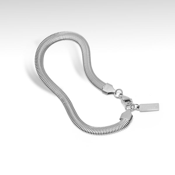 Thomas & George Flat Snake Dome Bracelet - Silver