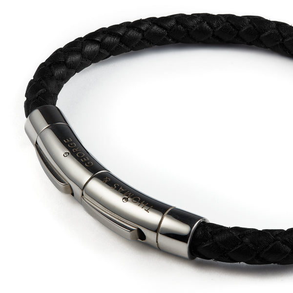 Thomas & George Brown Leather Bolo Bracelet with Silver Clasp