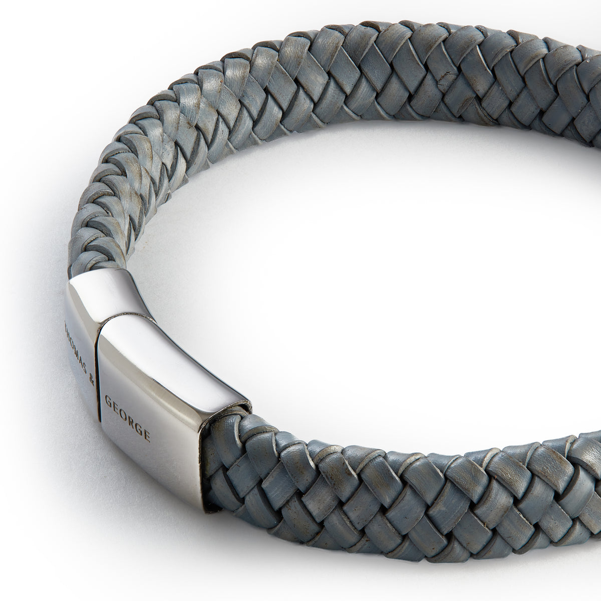 & Leather Oval Bolo Bracelet Silver Clasp
