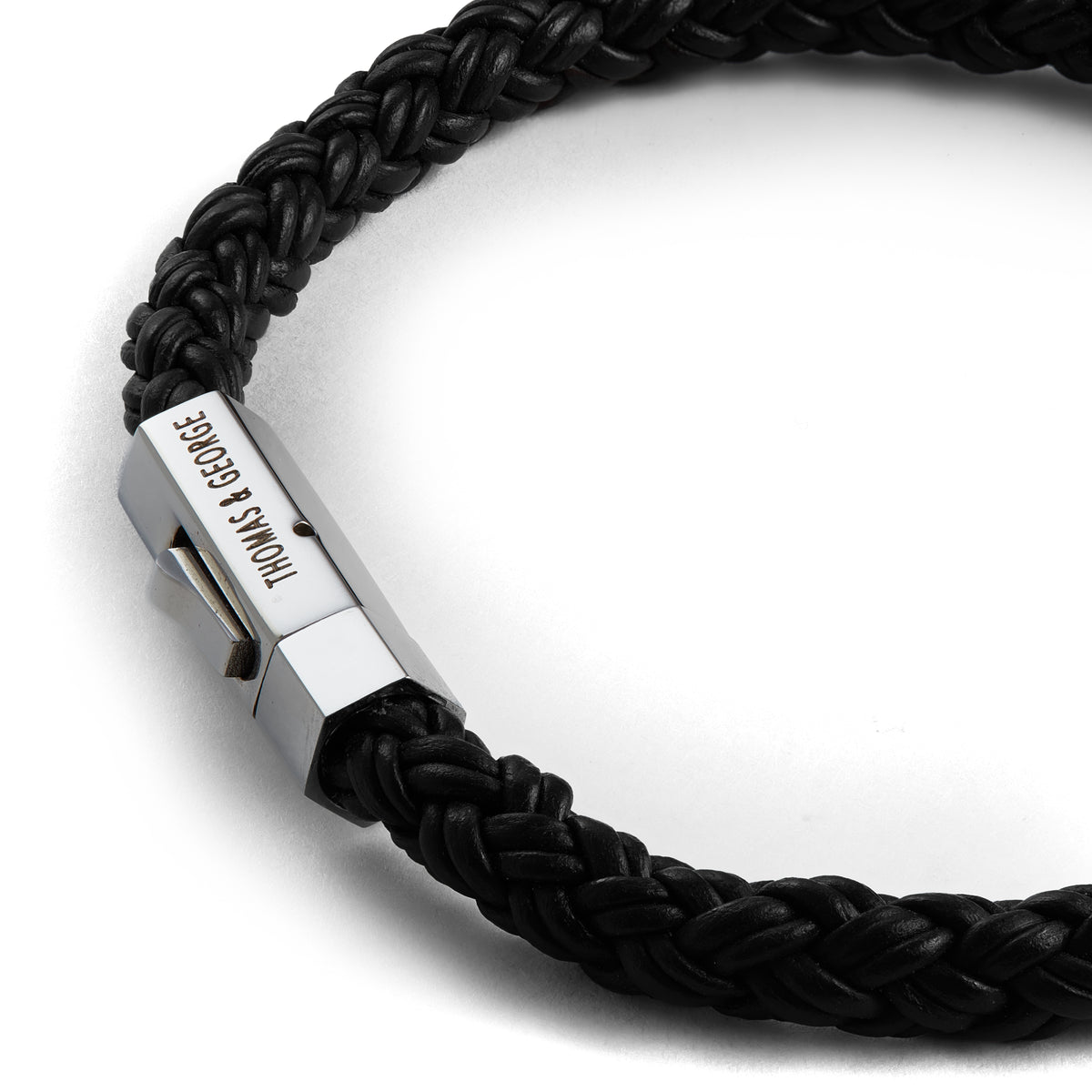 & Leather Bracelet Round Braided Bolo