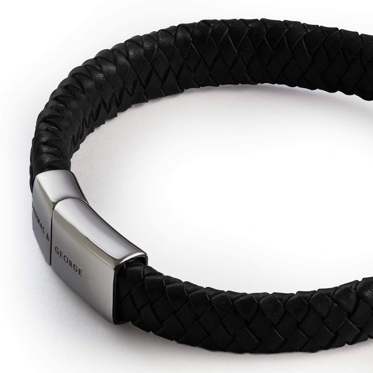 & Leather Oval Bolo Bracelet Silver Clasp