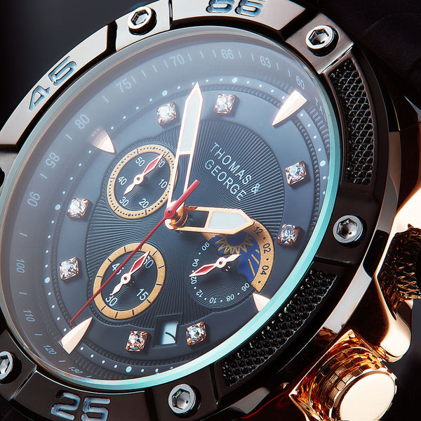 Thomas & George Watch - Madrid - Black and Rose Gold Edition