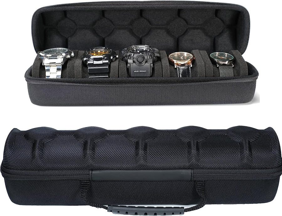 Compact 5-Slot Watch Travel Case
