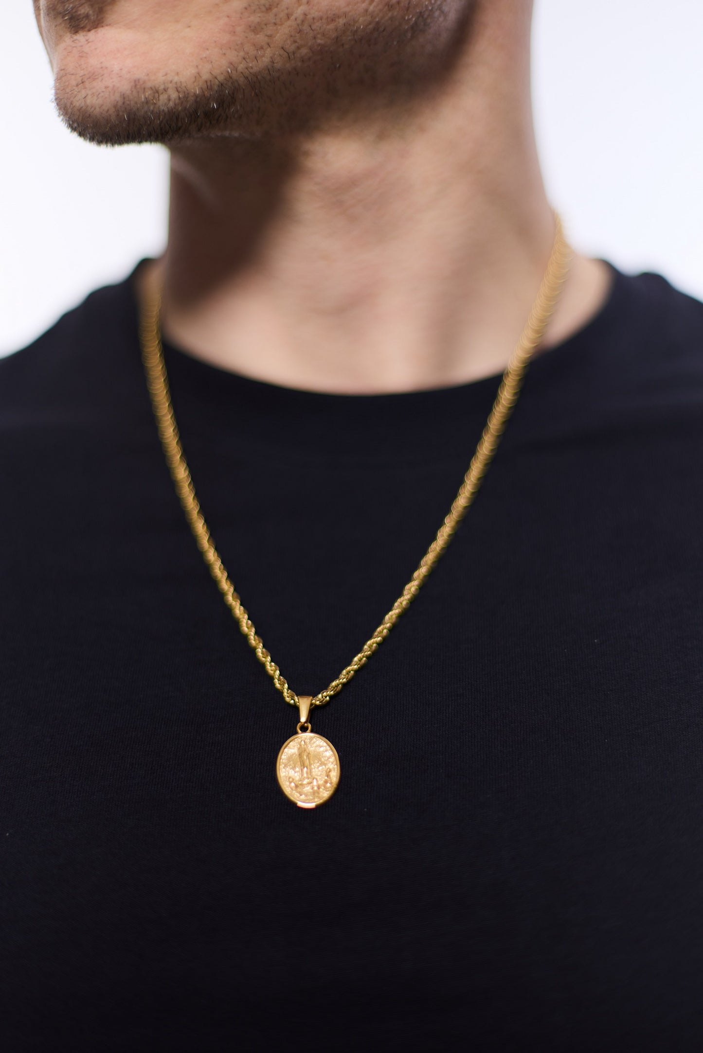 Thomas & George Medal of Our Lady of Graces Pendant with Neckchain