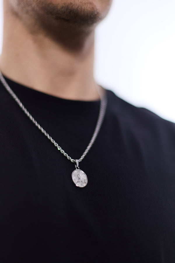 Thomas & George Medal of Our Lady of Graces Pendant with Neckchain