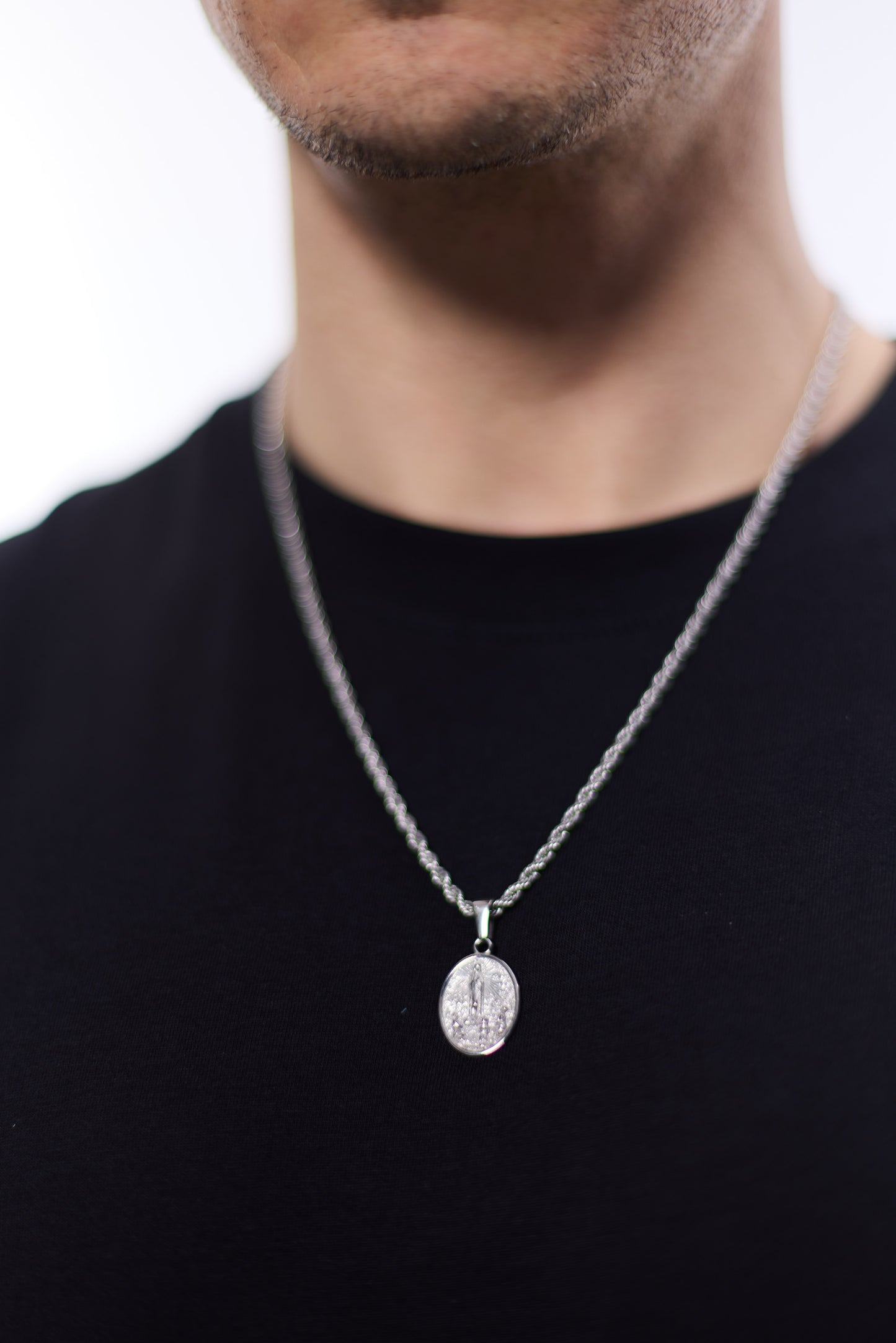Thomas & George Medal of Our Lady of Graces Pendant with Neckchain
