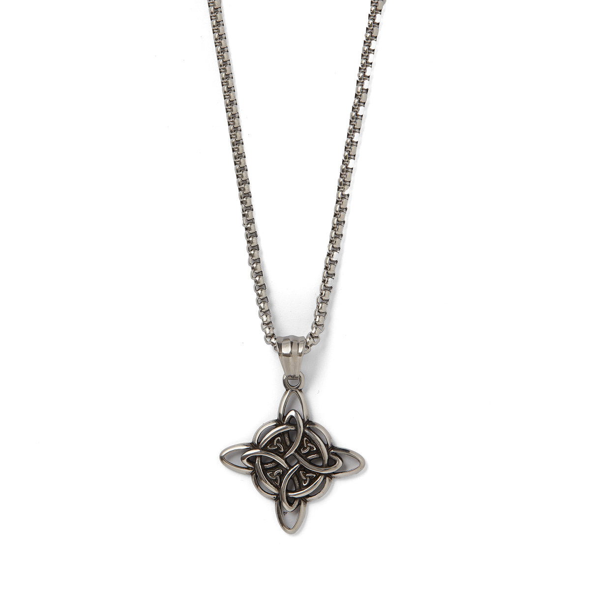 & Celtic Four Point Knot Pendant Neckchain – Quaternary Star Medallion