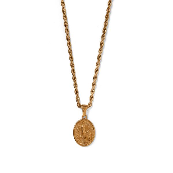 Thomas & George Medal of Our Lady of Graces Pendant with Neckchain